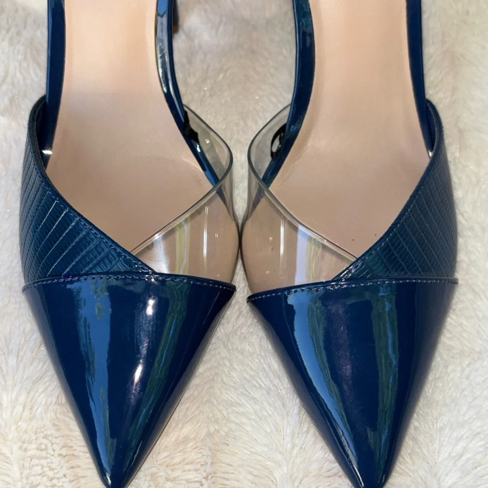 Aldo Navy Pointed D'Orsay Pumps with Clear Insets size 9